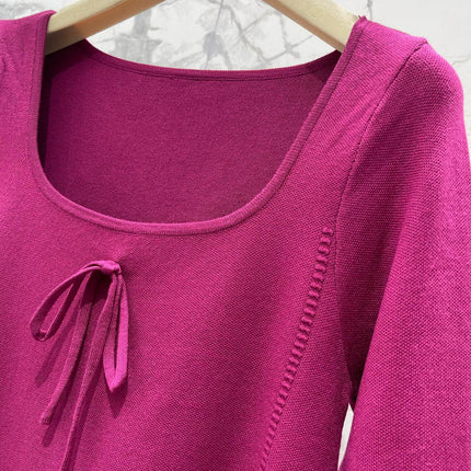 MIUMIU 26S SQUARE-NECK KNIT MINI DRESS 1408