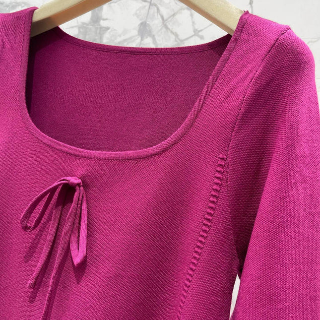 MIUMIU 26S SQUARE-NECK KNIT MINI DRESS 1408
