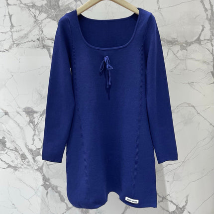 MIUMIU 26S SQUARE-NECK KNIT MINI DRESS 1407
