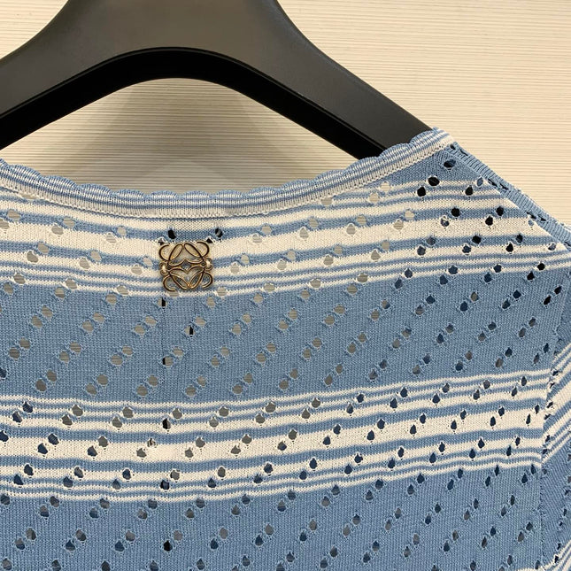 LOEWE 26S SHORT SLEEVE STRIPED KNIT TOP 524