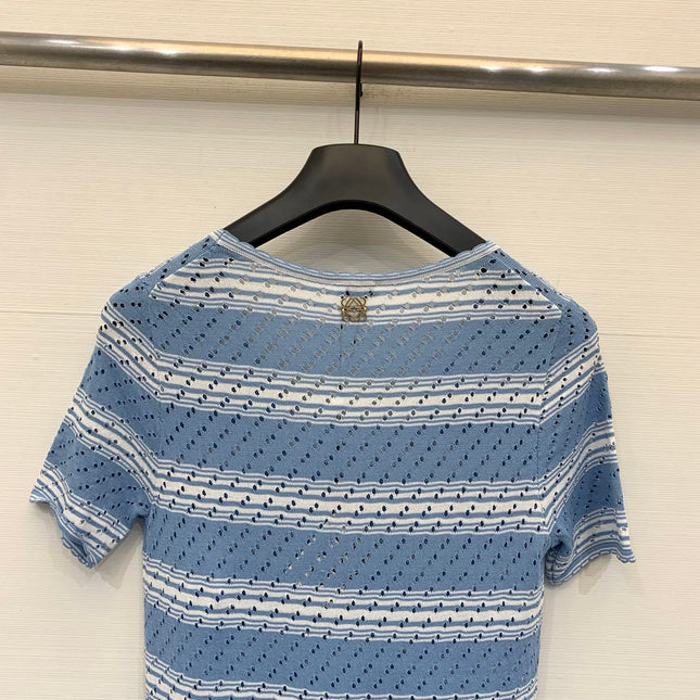LOEWE 26S SHORT SLEEVE STRIPED KNIT TOP 524