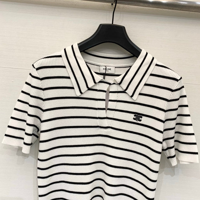 CELINE 26S STRIPED SHORT-SLEEVE POLO SHIRT 488