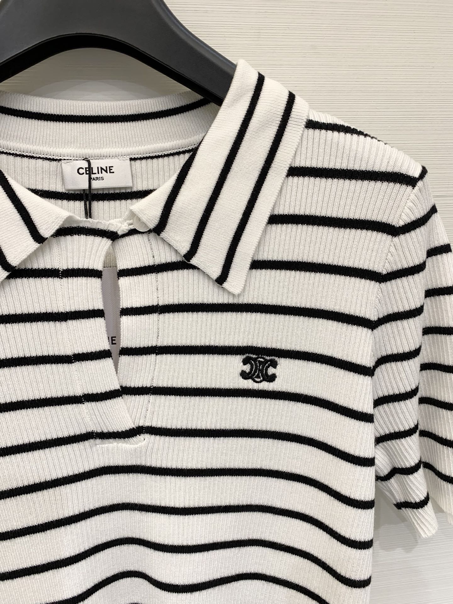 CELINE 26S STRIPED SHORT-SLEEVE POLO SHIRT 488