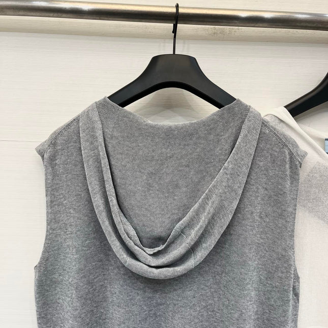 PRADA 26S HOODED SLEEVELESS KNIT TOP 1021