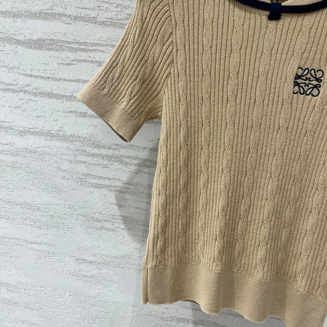 LOEWE 26S CABLE-KNIT LOGO SWEATER TOP 533