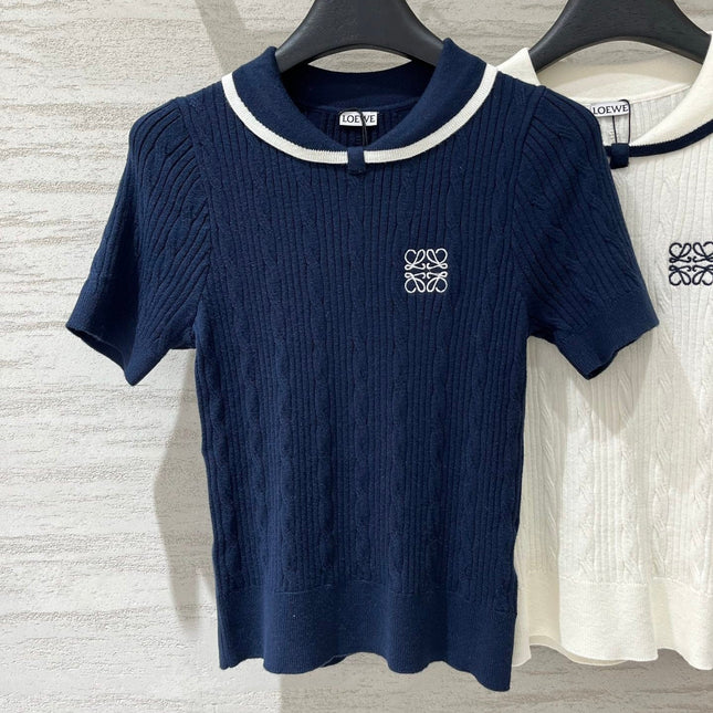 LOEWE 26S CABLE-KNIT LOGO SWEATER TOP 532