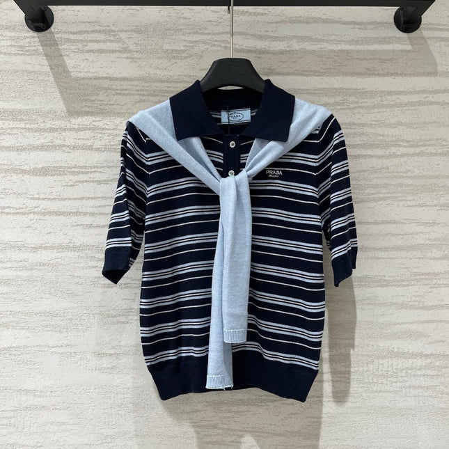PRADA 26S SHORT-SLEEVE POLO SWEATER 1168