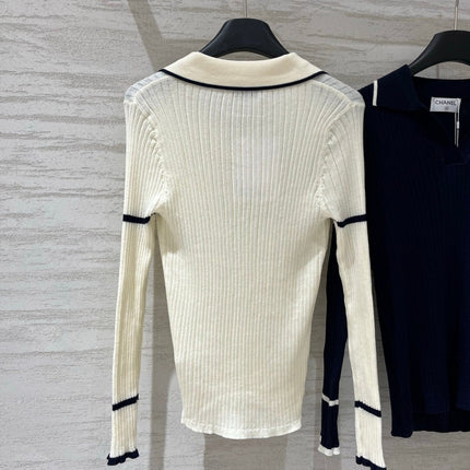 CHANEL 26S LONG SLEEVE POLO KNIT TOP 1540