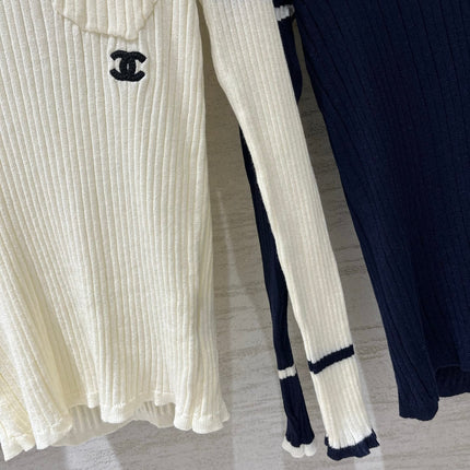 CHANEL 26S LONG SLEEVE POLO KNIT TOP 1540