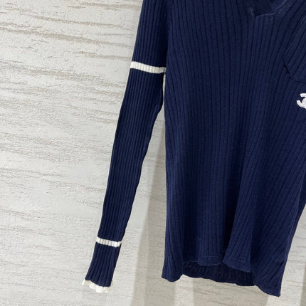 CHANEL 26S LONG SLEEVE POLO KNIT TOP 1539
