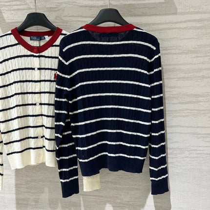 RALPH LAUREN 26S LONG-SLEEVE STRIPED KNIT CARDIGAN 723