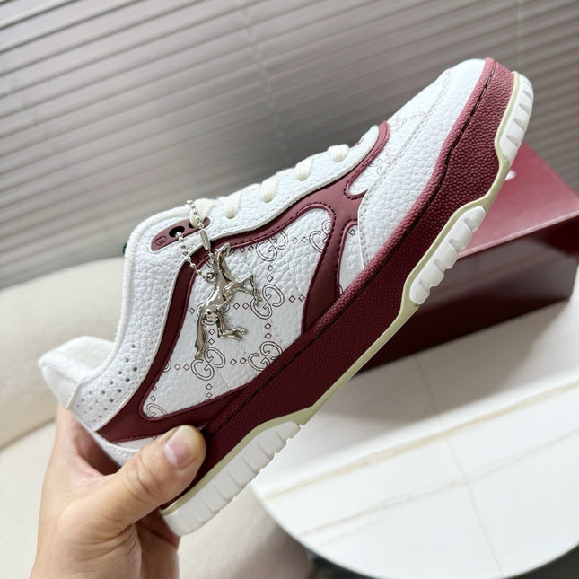 GUCCI 26S MAC80 SNEAKER IN WHITE AND RED LEATHER