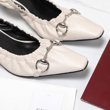 GUCCI 26S HORSEBIT GATHERED PUMPS 55 MM IN IVORY CALFSKIN