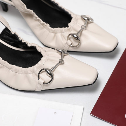 GUCCI 26S SLINGBACK HORSEBIT 55 MM IN IVORY CALFSKIN