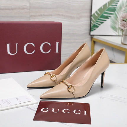 GUCCI 26S HORSEBIT PUMPS 85 MM IN BEIGE CALFSKIN