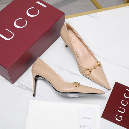 GUCCI 26S HORSEBIT PUMPS 85 MM IN BEIGE CALFSKIN