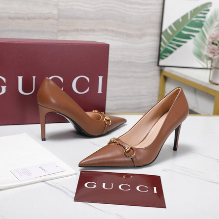 GUCCI 26S HORSEBIT PUMPS 85 MM IN LIGHT BROWN CALFSKIN