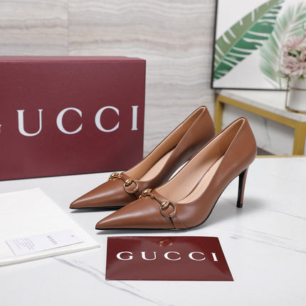GUCCI 26S HORSEBIT PUMPS 85 MM IN LIGHT BROWN CALFSKIN