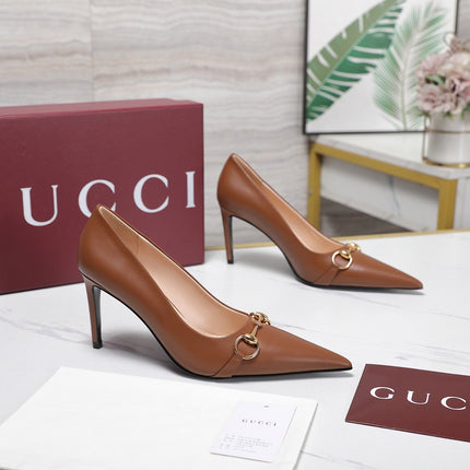 GUCCI 26S HORSEBIT PUMPS 85 MM IN LIGHT BROWN CALFSKIN