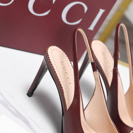 GUCCI 26S SLINGBACK PUMPS 85 MM IN BURGUNDY CALFSKIN