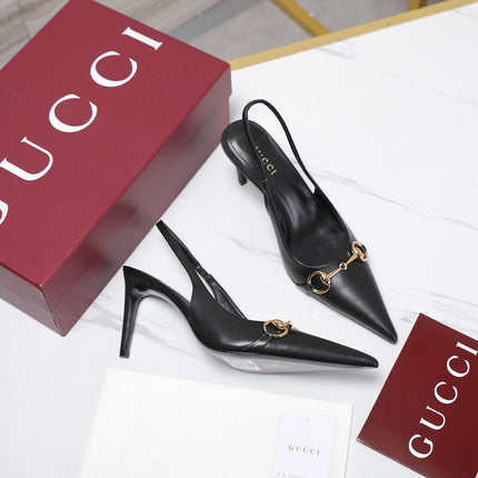 GUCCI 26S SLINGBACK PUMPS 85 MM IN BLACK CALFSKIN
