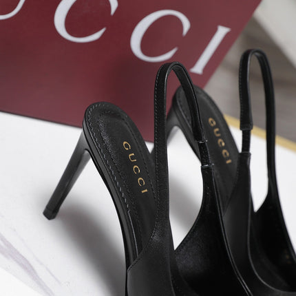 GUCCI 26S SLINGBACK PUMPS 85 MM IN BLACK CALFSKIN