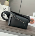 LOEWE 26S PUZZLE EDGE MEDIUM BAG 24 IN BLACK CALFSKIN