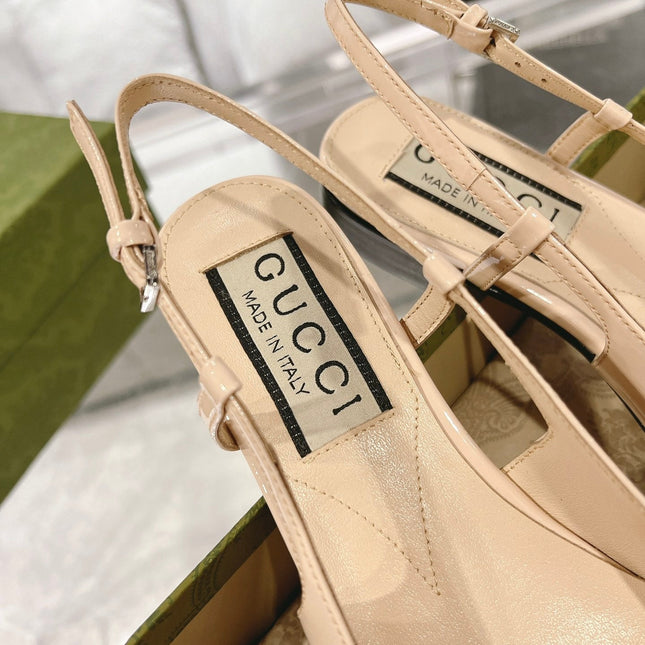 METALIC SLINGBACK FLATS IN TAN BEIGE CALFSKIN