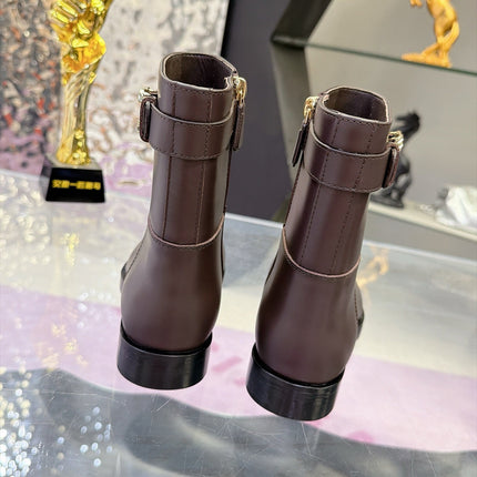 CHANEL 26S ANKLE BOOTS WITH SIDE ZIPPER 25 MM IN DARK BROWN CALFSKIN CC LOGO