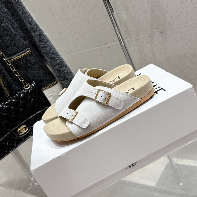 LOEWE 26S EASE SLIDE IN WHITE SUEDE