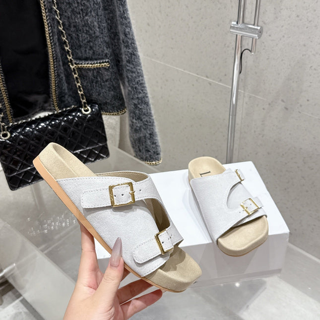 LOEWE 26S EASE SLIDE IN WHITE SUEDE