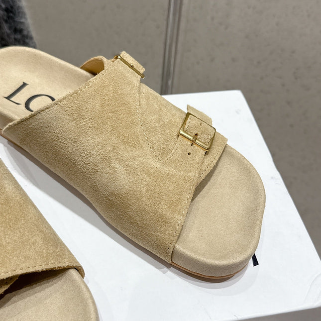 LOEWE 26S EASE SLIDE IN BEIGE SUEDE