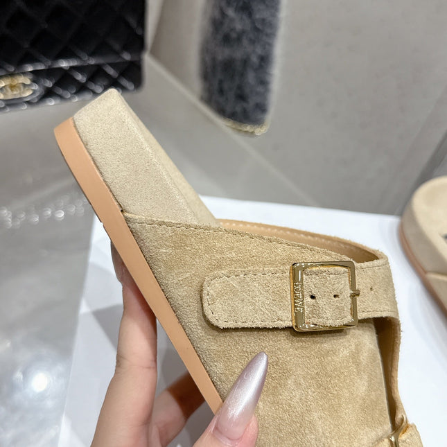 LOEWE 26S EASE SLIDE IN BEIGE SUEDE