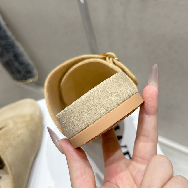 LOEWE 26S EASE SLIDE IN BEIGE SUEDE
