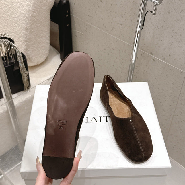 CELINE 26S FLAT SHOES IN DARK BROWN SUEDE