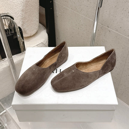 CELINE 26S FLAT SHOES IN TOFFEE BROWN SUEDE