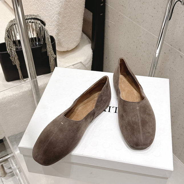 CELINE 26S FLAT SHOES IN TOFFEE BROWN SUEDE