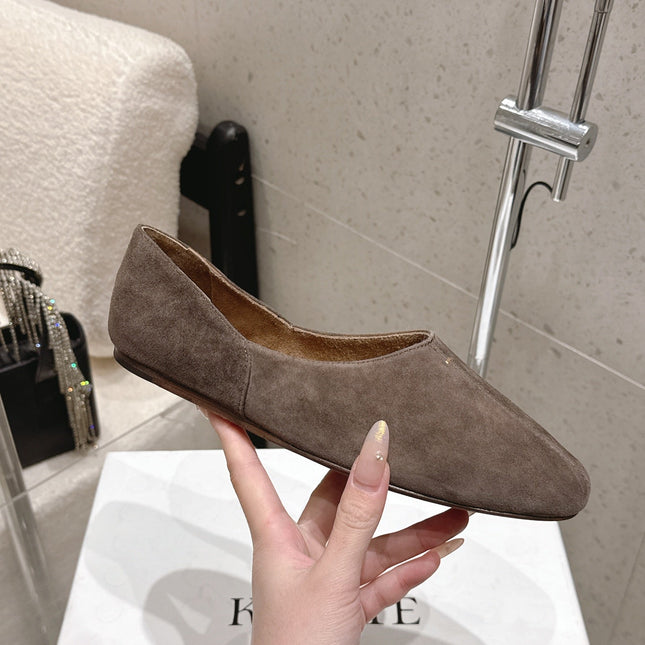 CELINE 26S FLAT SHOES IN TOFFEE BROWN SUEDE