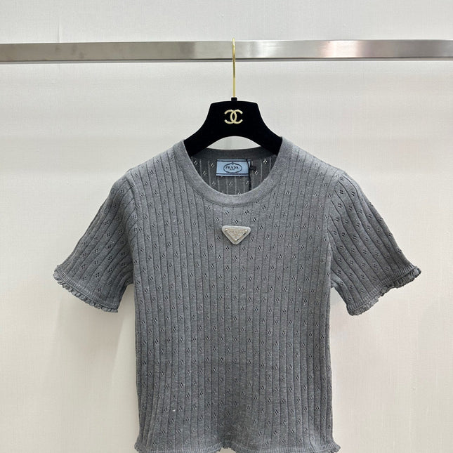 PRADA 26S SHORT-SLEEVE KNIT TOP 1019