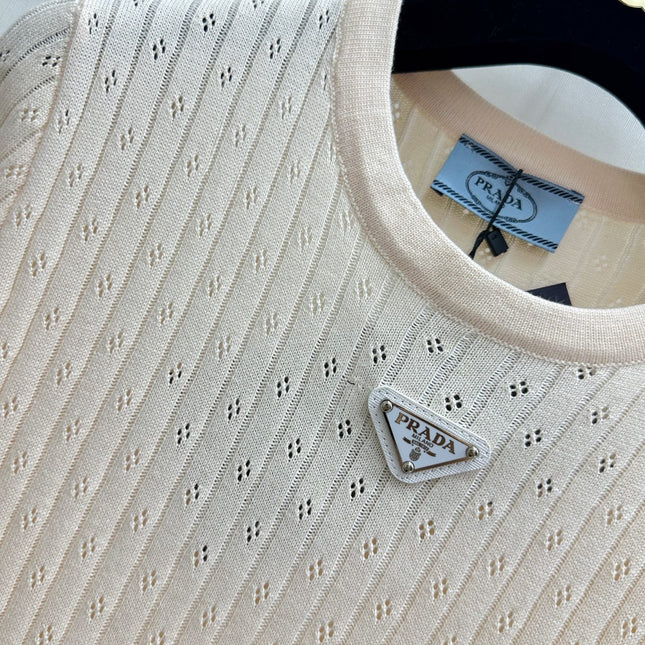PRADA 26S SHORT-SLEEVE KNIT TOP 1017