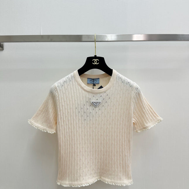 PRADA 26S SHORT-SLEEVE KNIT TOP 1017