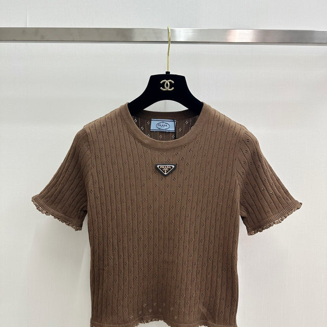PRADA 26S SHORT-SLEEVE KNIT TOP 1018