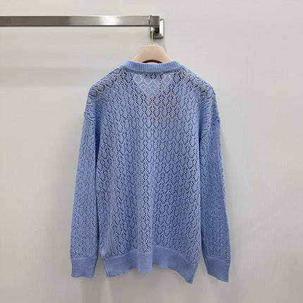MIUMIU 26S V-NECK OPENWORK KNIT SWEATER 1299