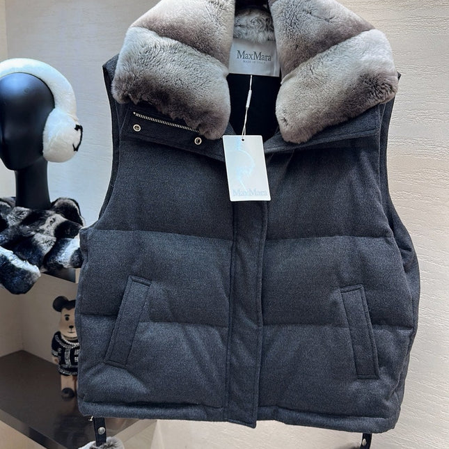 MAX MARA 25S VEST WITH RABBIT FUR COLLAR 057