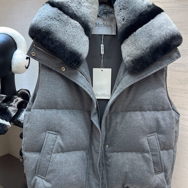 MAX MARA 25S VEST WITH RABBIT FUR COLLAR 058