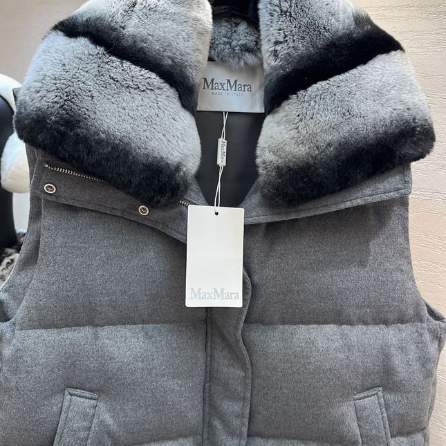 MAX MARA 25S VEST WITH RABBIT FUR COLLAR 058
