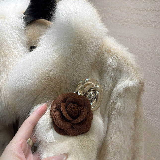 CHANEL 25S SNOW RABBIT FUR COAT 497