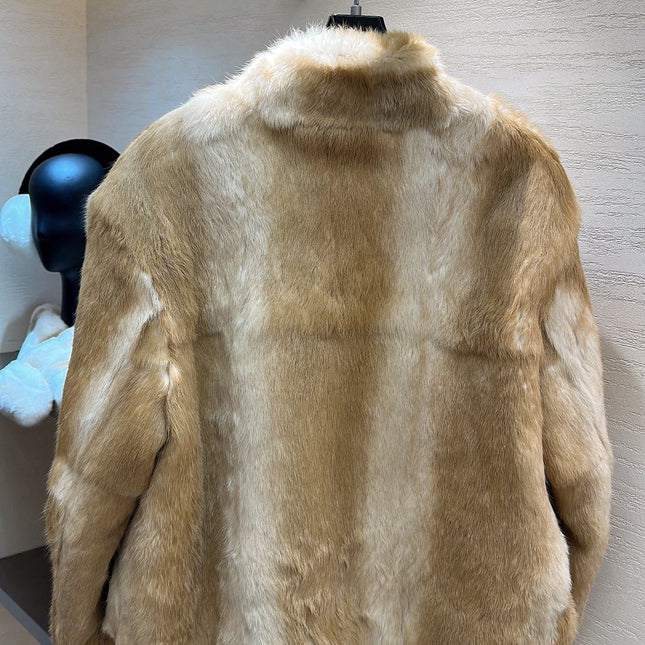 CHANEL 25S SNOW RABBIT FUR COAT 498