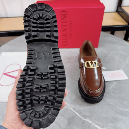VALENTINO 26S LOAFERS IN BROWN GLOSSY CALFSKIN