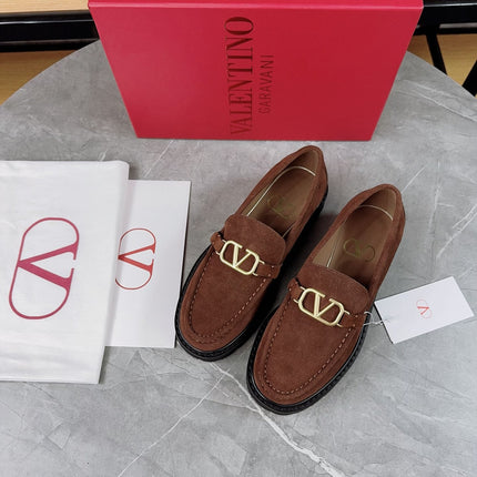 VALENTINO 26S LOAFERS IN BROWN SUEDE